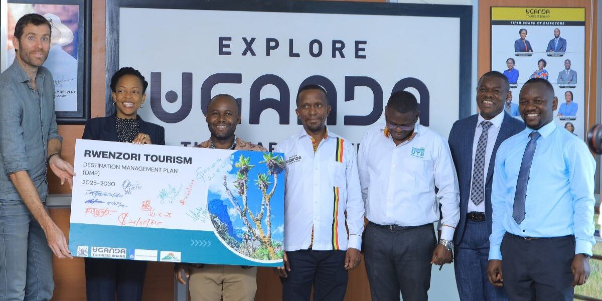 Photograph taken during the launch of the Rwenzori Tourism Destination Management Plan (TDMP) by the Uganda Tourism Board at a high-profile event held in the Rwenzori region