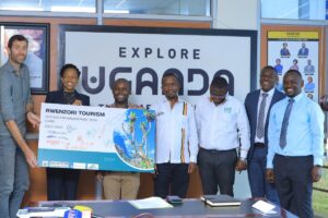 Photograph taken during the launch of the Rwenzori Tourism Destination Management Plan (TDMP) by the Uganda Tourism Board at a high-profile event held in the Rwenzori region