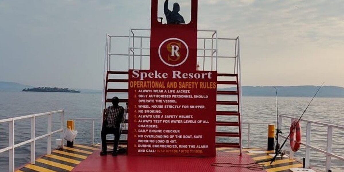 Photograph taken from the "The Barge," a custom-built flat-bottomed vessel designed to streamline logistics for its crown jewel, Paradise Island Resort