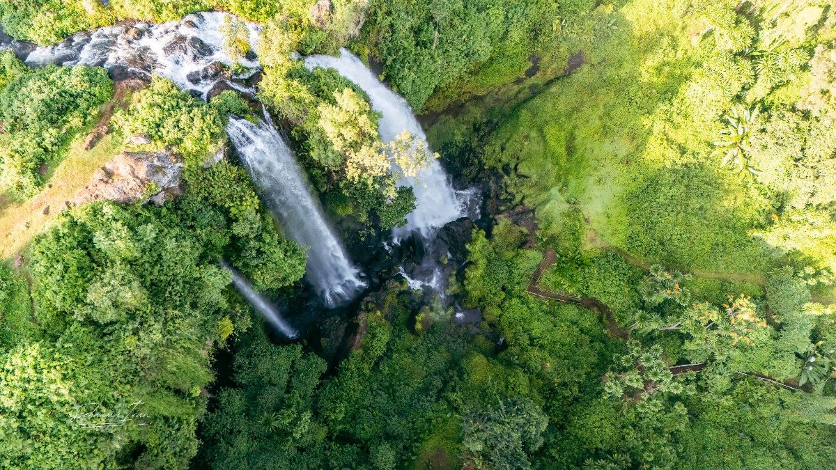 Aerial photograph of Sipi Falls located in the Eastern part of Uganda, around 270 km away from Kampala
