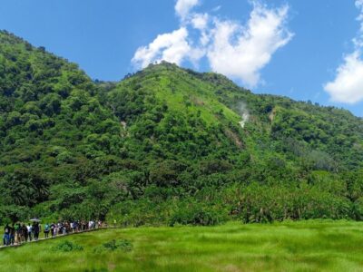 Photograph taken during a nature walking tour showing the lush green vegetation in Semuliki National Park in Western Uganda