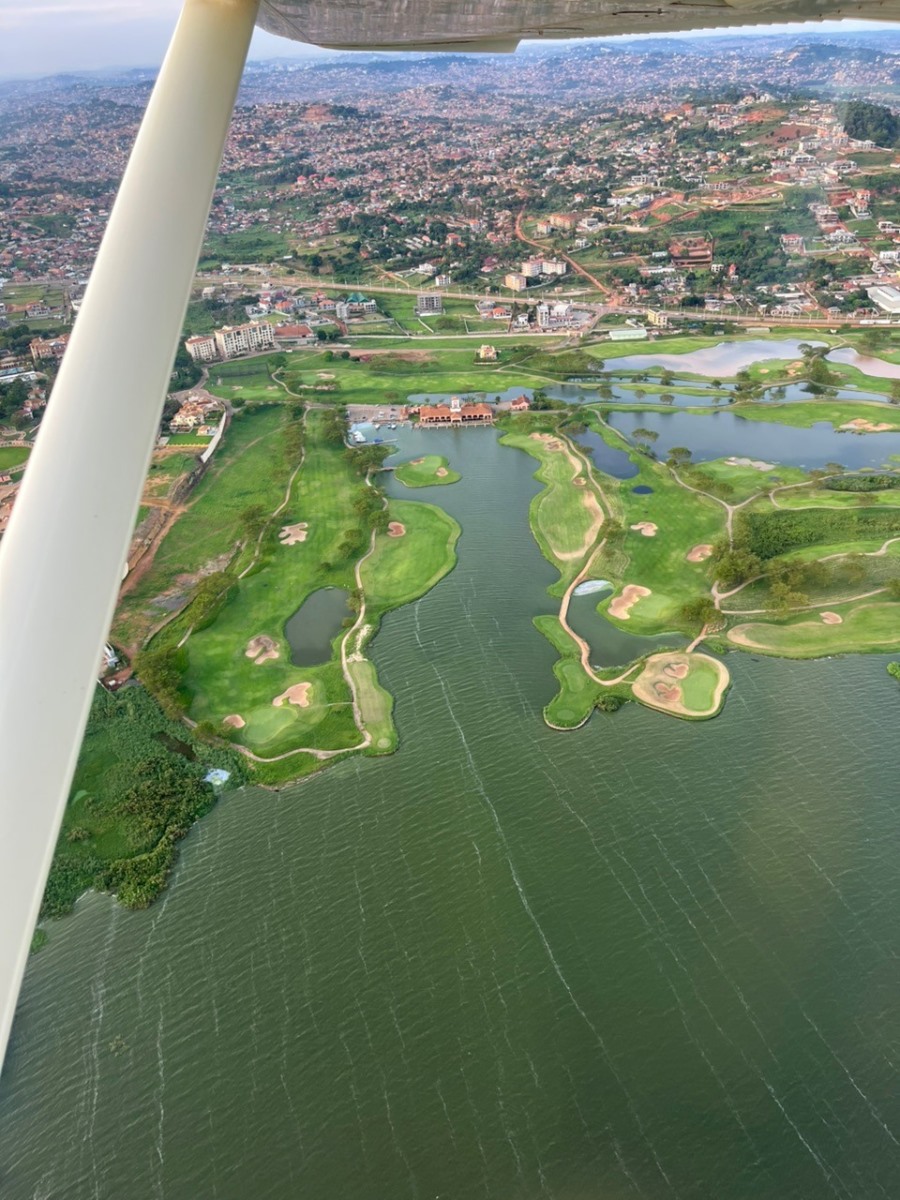 Aerial photograph taken during a Kampala Scenic Flight tour