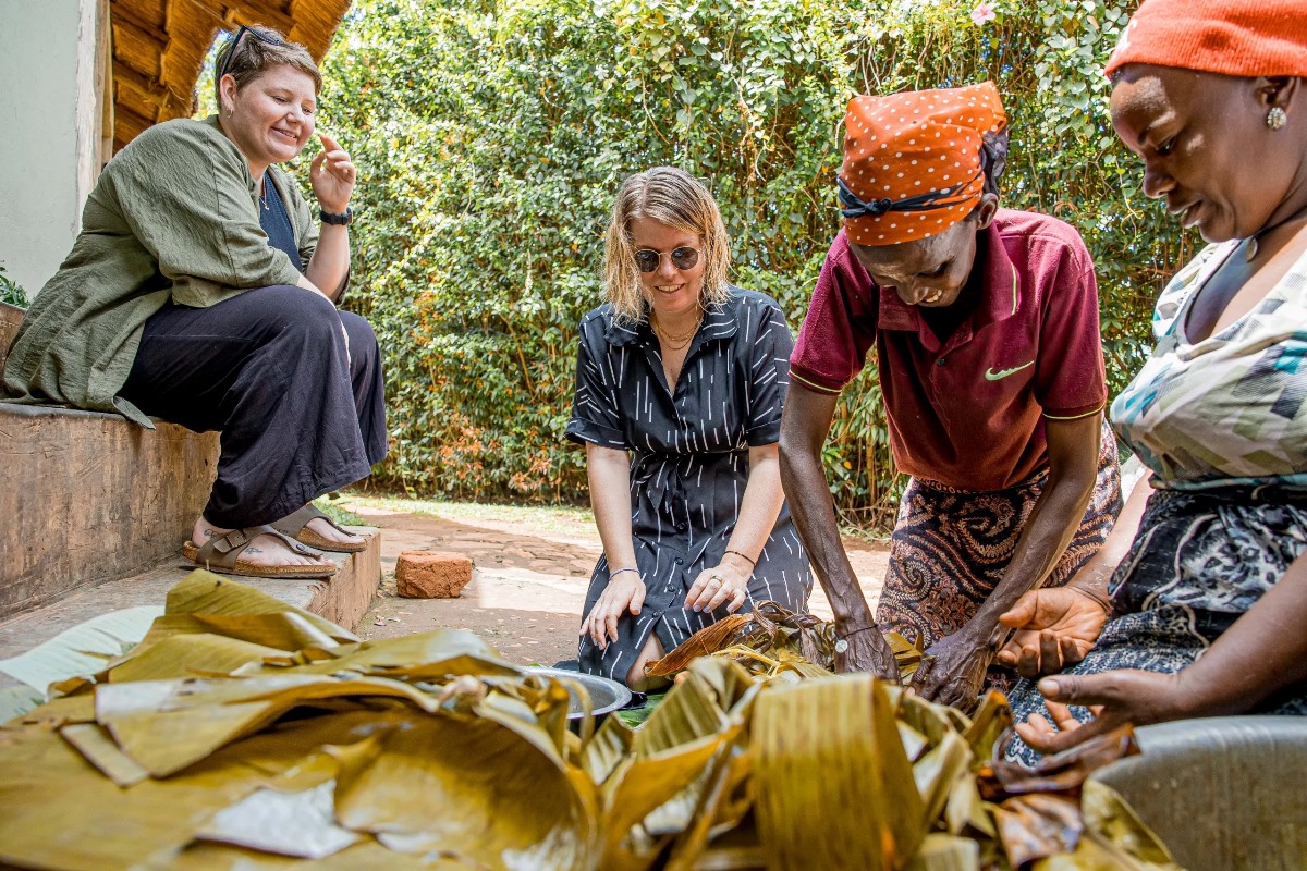 Photograph taken during a cultural experience specifically food preparation in Buganda at Sentema Farm Lodge in Sentema Village in Wakiso District, Uganda