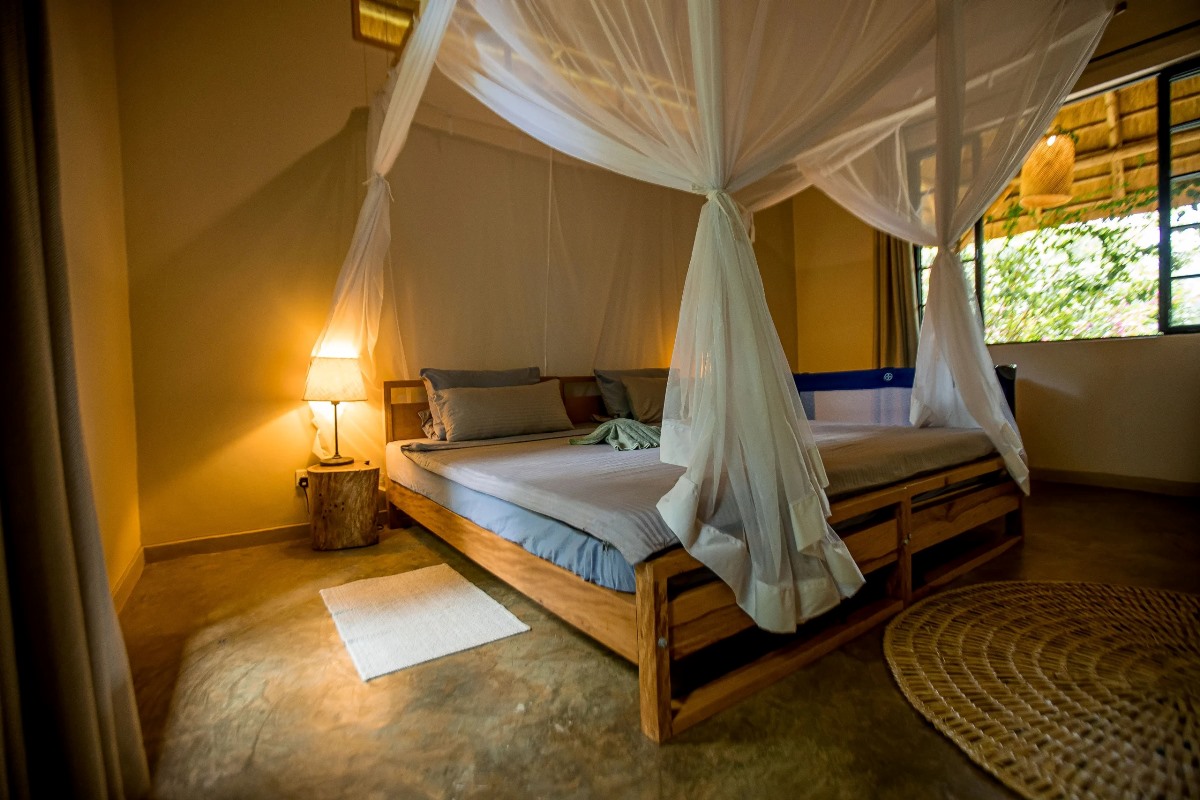 Photograph taken from one of the rooms at Sentema Farm Lodge in Sentema Village in Wakiso District, Uganda