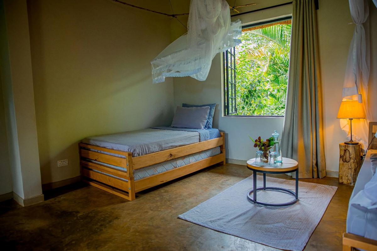 Photograph taken from one of the bedrooms at Sentema Farm Lodge in Sentema Village in Wakiso District, Uganda