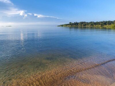 Photograph taken from the showers Lake Victoria in Entebbe, Uganda