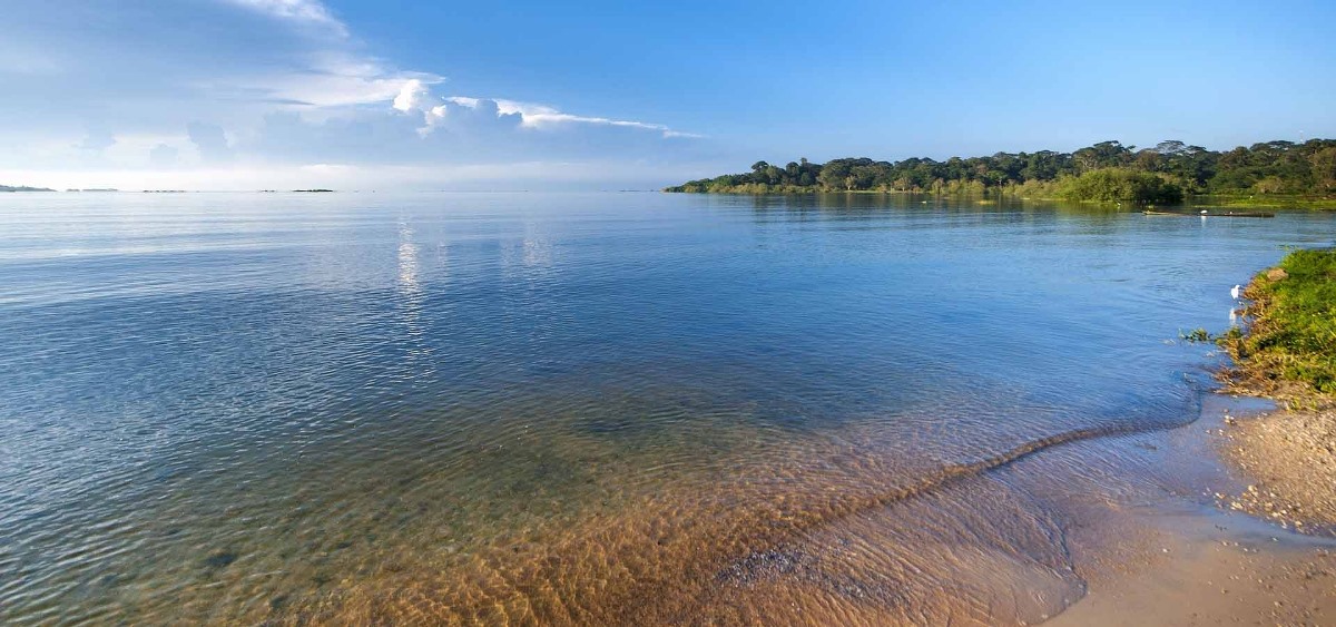 Photograph taken from the showers Lake Victoria in Entebbe, Uganda