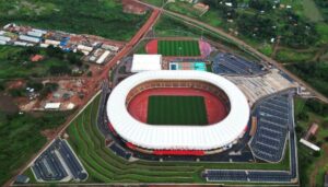 Aerial photograph showing Hoima City Stadium in Hoima City, Western Uganda