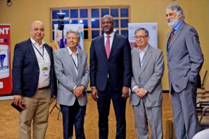 Photograph showing some of the United Arab Emirates representatives at the 4th Uganda – United Arab Emirates (UAE) Business Forum 2025 at Speke Resort Munyonyo, Uganda