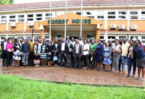 Group photo taken during the National Forestry Authority's launch of the Uganda's new Eco-Tourism Central Reservation System