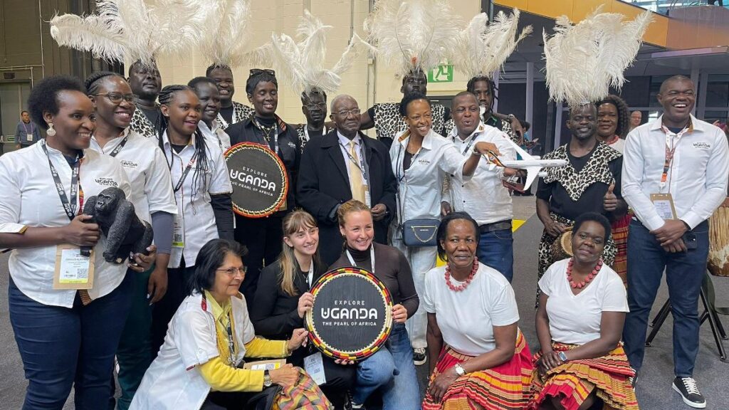 Group photograph of Uganda's representatives at the World Tourism Market 2025 in London