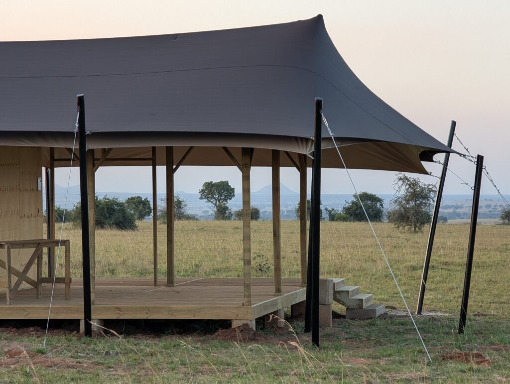 Namoni Lodge a community owned eco lodge under construction adjacent to Kidepo Valley National Park featuring tented accommodation stays