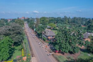 Aerial photograph taken during the third annual Elgon Half Marathon in Mbale, Eastern Uganda