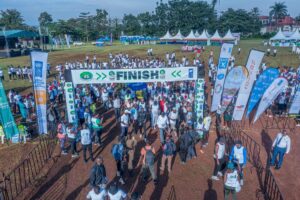Aerial photograph taken during the third annual Elgon Half Marathon in Mbale, Eastern Uganda