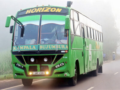 Photograph showing one of the many Horizon Buses during transit in Uganda