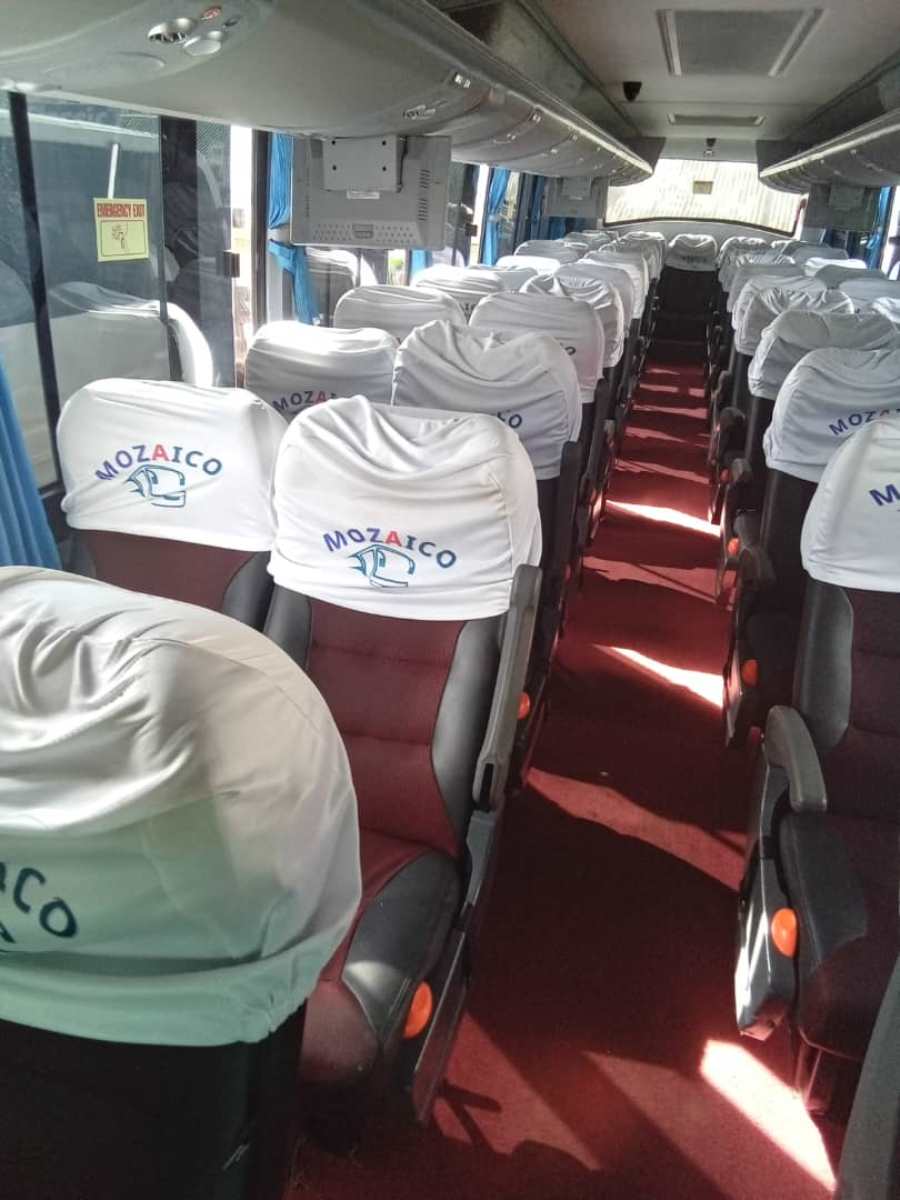 Photograph showing the interior of one of the Mozaico Buses