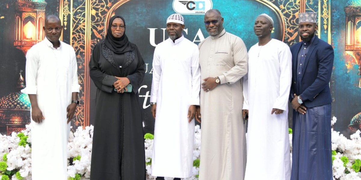 Uganda Civil Aviation Authority (UCCA) leadership and distinguished Muslim guests posing together during the 2026 Ramadan Iftar event, a moment of unity and celebration at the authority’s headquarters