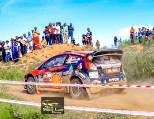 Photograph taken during a motor rally in Uganda