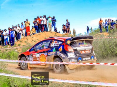 Photograph taken during a motor rally in Uganda