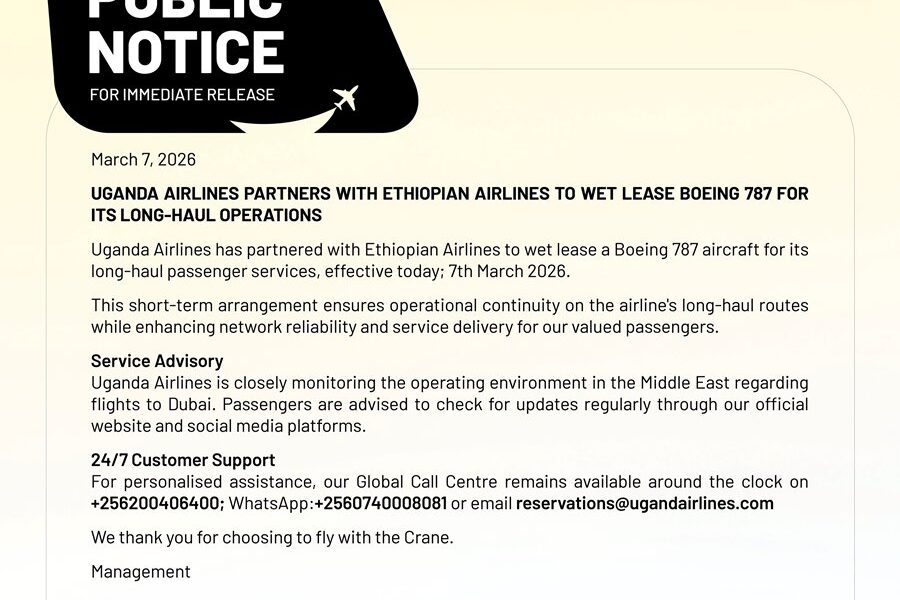 Uganda Airlines secures a Boeing 787 Dreamliner via Ethiopian Airlines wet lease, long-haul flights to London & Mumbai resume TODAY (7th March 2026). Reliable journeys to the Pearl of Africa just got stronger