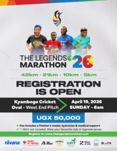 Join thousands in Kampala on 19th April 2026 for the Legends Marathon, honouring Uganda’s athletic legends while chasing your own