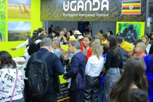 Serious discussions and warm exchanges at the Uganda pavilion during Moscow International Travel and Tourism Exhibition (MITT) 2026