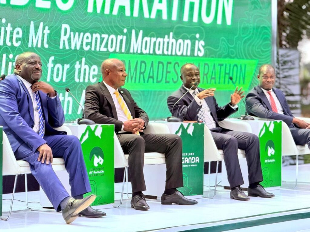 Key stakeholders and dignitaries during the high-profile panel at the Tusker Lite Rwenzori Marathon 2026 launch
