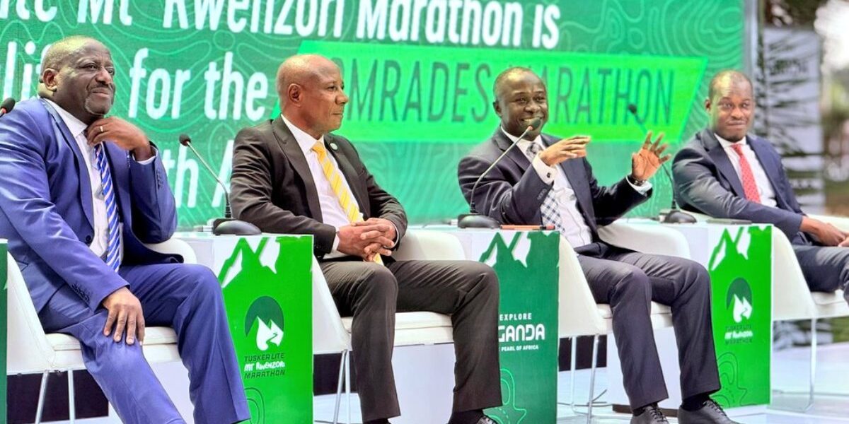 Key stakeholders and dignitaries during the high-profile panel at the Tusker Lite Rwenzori Marathon 2026 launch
