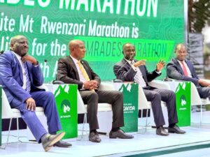 Key stakeholders and dignitaries during the high-profile panel at the Tusker Lite Rwenzori Marathon 2026 launch