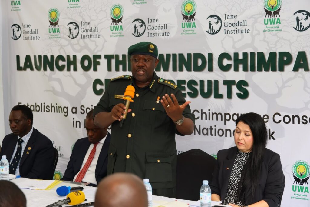 Dr. James Musinguzi, Executive Director of Uganda Wildlife Authority, announces the groundbreaking results of the first-ever Bwindi Chimpanzee Census