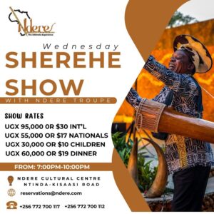 Catch the infectious energy of the Ndere Troupe at the Sherehe Show, one of Kampala’s most exciting weekly cultural experiences