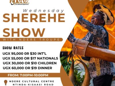Catch the infectious energy of the Ndere Troupe at the Sherehe Show, one of Kampala’s most exciting weekly cultural experiences