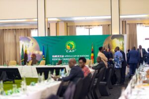 Impressive setup at Mestil Hotel Kampala for the PAMOJA 27 AFCON 2027 Workshop. The grand CAF banner proudly displays the three host nations,Kenya, Tanzania, and Uganda, ahead of the continent’s biggest football festival