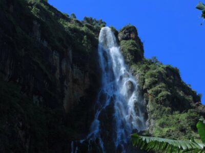 A breathtaking view of the iconic Wanale waterfalls flowing gracefully along the scenic slopes of Mount Elgon in Mbale District