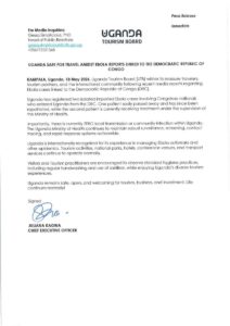 Press release by the Uganda Tourism Board in regards to the current Ebola situation