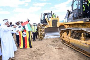 President Yoweri Museveni (centre) and dignitaries from Uganda and the United Arab Emirates officially launch the construction of Kidepo International Airport in Karenga District on June 5th, 2026
