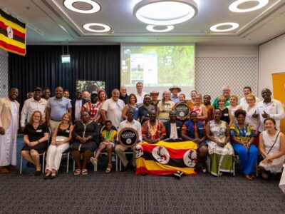 Stakeholders, tour operators, and dignitaries from Uganda and Germany gather for a commemorative group photograph at the successful tourism promotion event in Düsseldorf. Photo Credit; Ministry of Foreign Affairs - Uganda Stakeholders, tour operators, and dignitaries from Uganda and Germany gather for a commemorative group photograph at the successful tourism promotion event in Düsseldorf. Photo Credit; Ministry of Foreign Affairs - Uganda