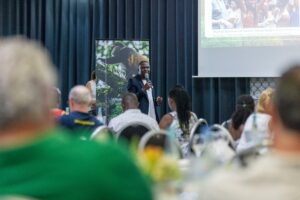Ugandan participants lead German guests in traditional dance, fostering cultural exchange and networking at the Uganda–Germany Tourism Roadshow