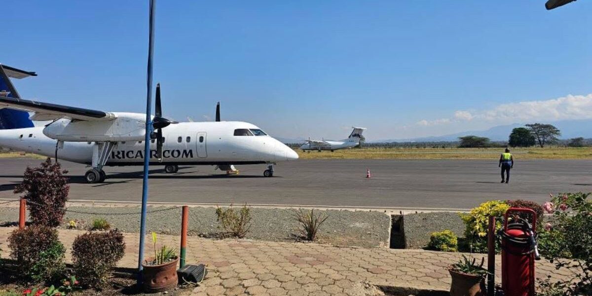 Auric Air aircraft on the tarmac at a Tanzanian airstrip, supporting the airline’s expanding network of scheduled safari and regional flights