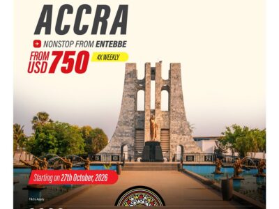 The new nonstop flights from Entebbe, Uganda to Accra, Ghana begin 27th October 2026 The new nonstop flights from Entebbe, Uganda to Accra, Ghana begin 27th October 2026