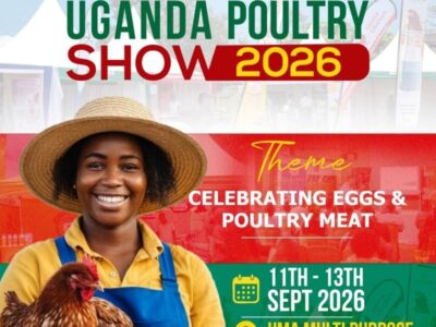 Promotional poster for the Uganda Poultry Show 2026, organised by the Poultry Association of Uganda (PAU)