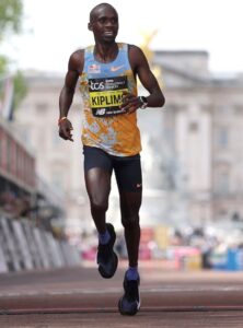 Jacob Kiplimo of Uganda powers through the streets of London during the 2026 TCS London Marathon, where he finished third in a historic 2:00:28, the third-fastest marathon time ever recorded