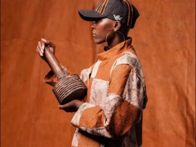 A contemporary fashion look by IGC Fashion, Signature Experience Partner, blending modern design with traditional craft, reflecting the spirit of Uganda in Motion, where heritage and present-day cultural expression meet Uganda in Motion