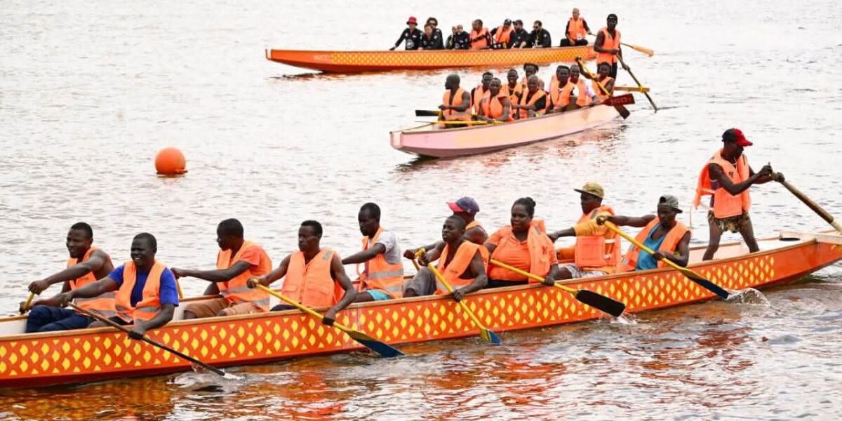Dragon boat crews compete on the waters of Lake Victoria during the inaugural African Dragon Boat Racing competition in Kawuku, Wakiso District, a landmark moment for water-based sports tourism in Uganda